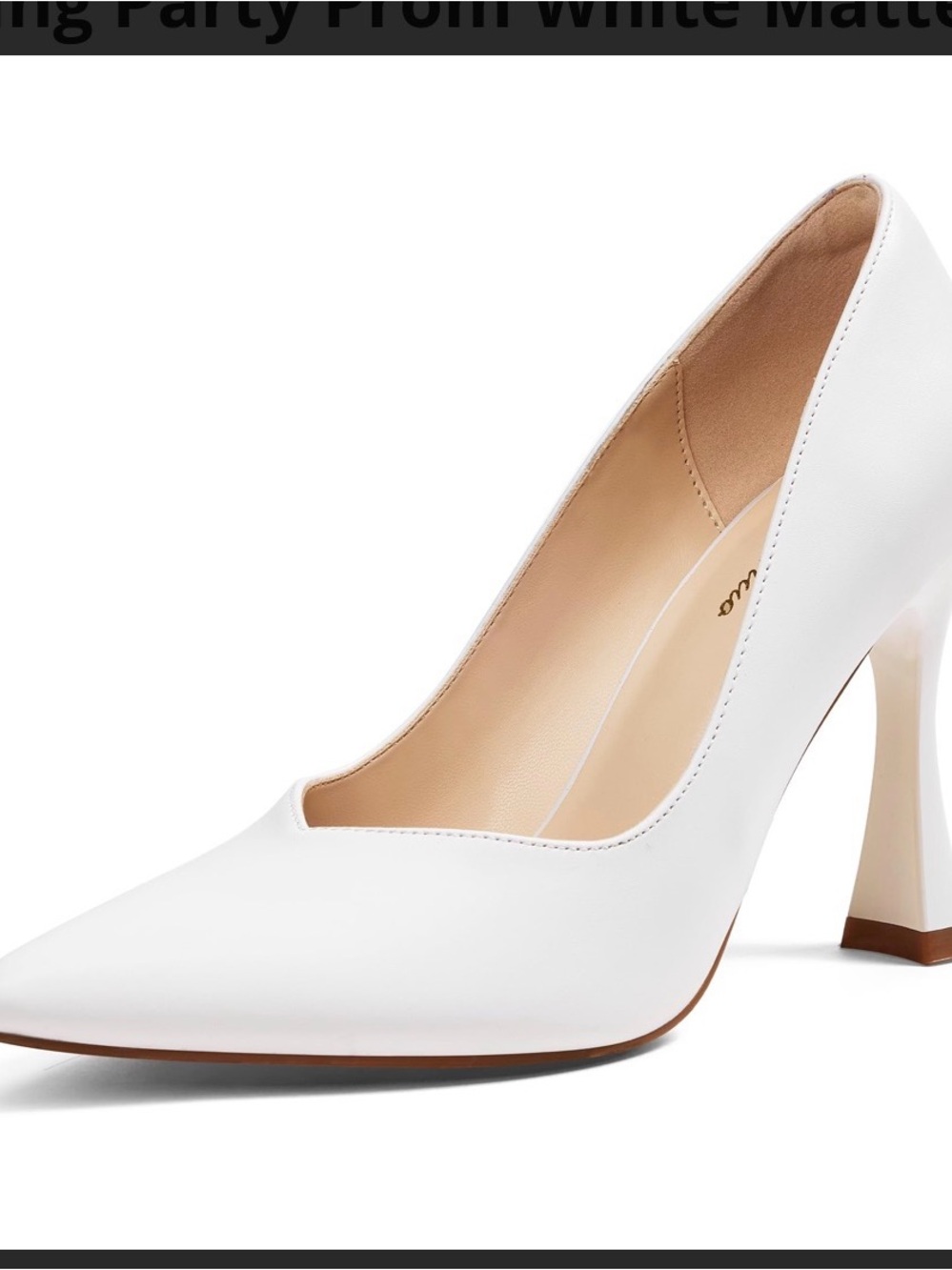 Genshuo White Pointed-Toe High Heel Pump